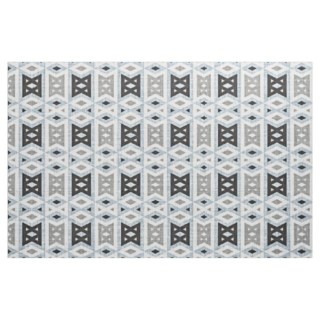 Grey Blue Black Eclectic Ethnic Look Fabric (Fat Quarter)