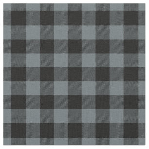 Grey Blue & Black Plaid Gingham Fabric
