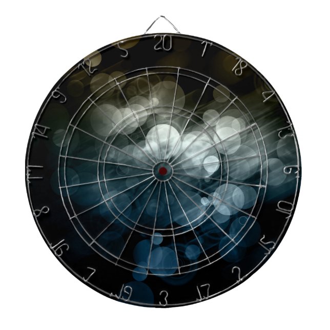Grey & Blue Bokeh Pattern Design Dartboard (Front)