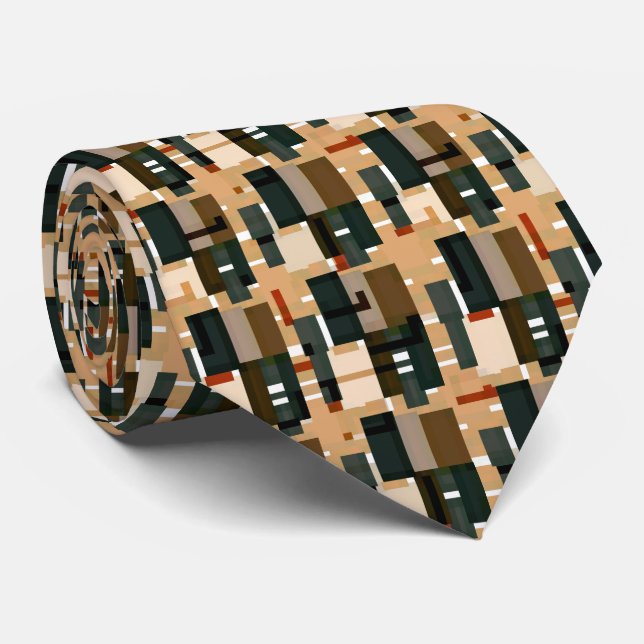 Grey Blue Brown Orange Pattern Tie (Rolled)