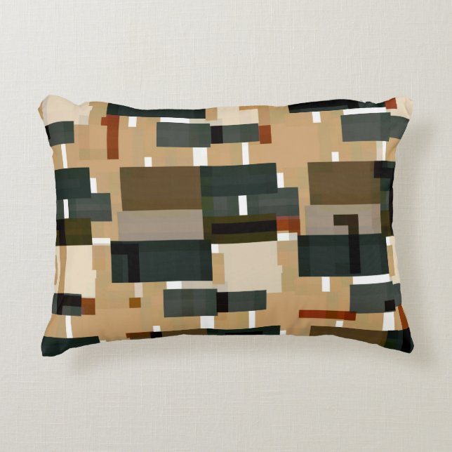 Grey Blue Brown Striped Accent Pillow (Front)