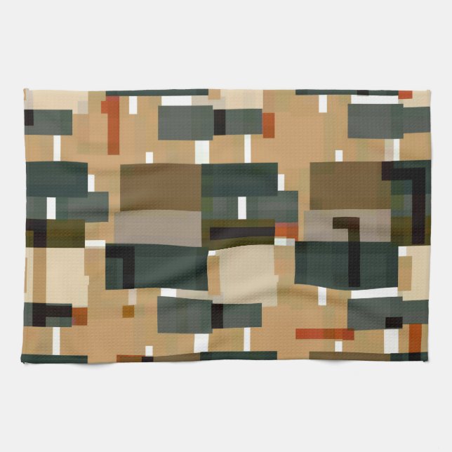 Grey Blue Brown Stripes Kitchen Towel (Horizontal)