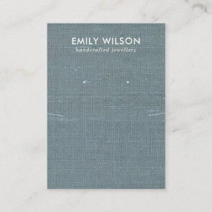 GREY BLUE BURLAP LINEN NECKLACE EARRING DISPLAY BUSINESS CARD