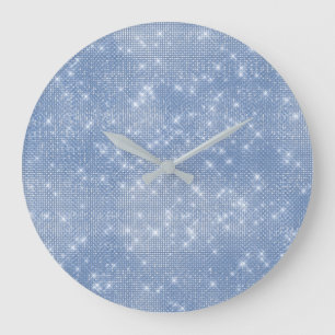 Grey Blue Celestial Sequin Diamond Sparkly Large Clock
