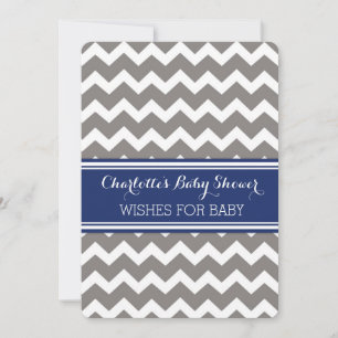 Grey Blue Chevron Baby Shower Note to Baby Advice Card