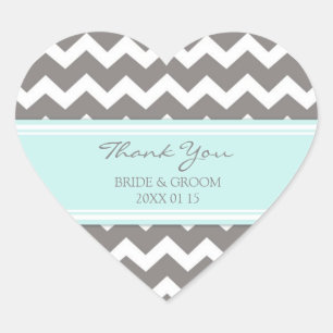 Grey Blue Chevron Thank You Wedding Favour Tags