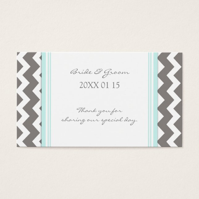 Grey Blue Chevron Wedding Favour Tags (Front)