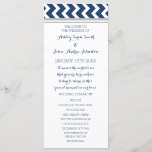 Grey Blue Chevron Wedding Program