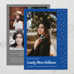 Grey Blue Confetti Graduation Announcement