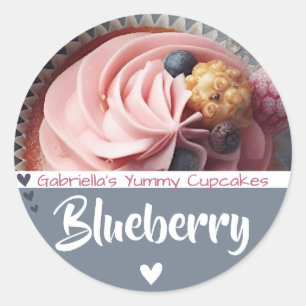 Grey Blue Cupcake Cake Photo Template Baking Label