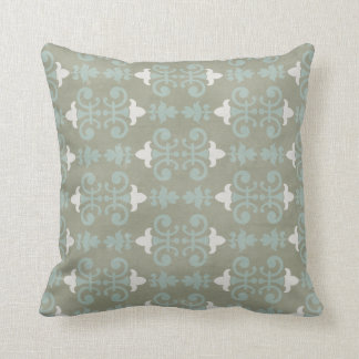 Grey & Blue Decorative Damask Throw Pillow