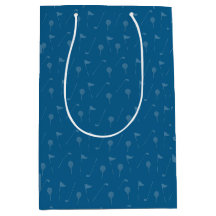 Grey Blue Golf Ball  / Flag Pattern Gift Bag
