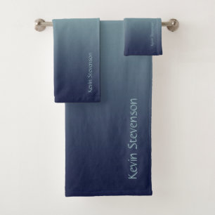 Grey-blue gradient. bath towel set