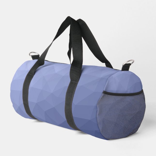 Grey blue gradient geometric mesh pattern duffle bag (Right Corner)