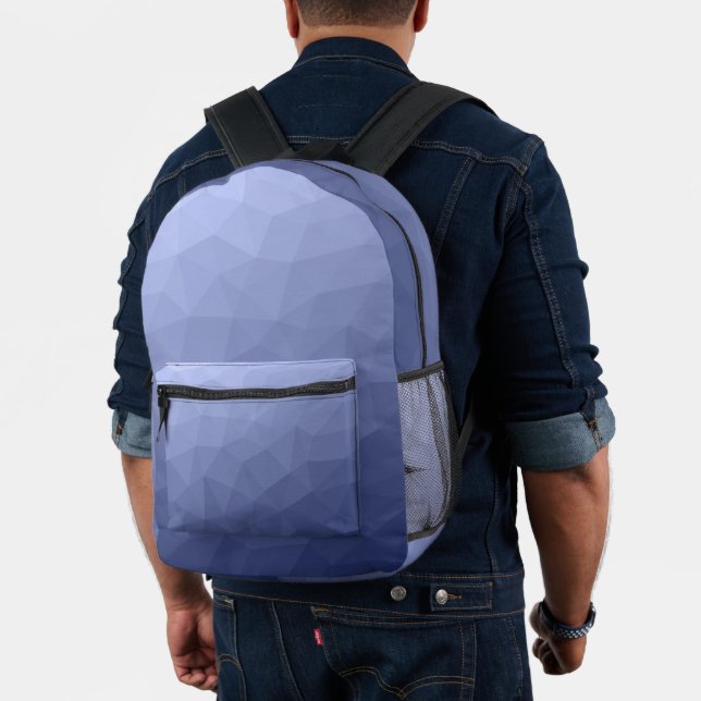 Grey blue Gradient Geometric Mesh Pattern Printed Backpack (Insitu (Model))