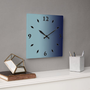 Grey-blue gradient.  square wall clock