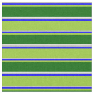 Grey, Blue, Green, Dark Green & Light Cyan Coloure Fabric