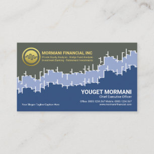 Grey Blue Layer Stock Graph Financial Broker Business Card
