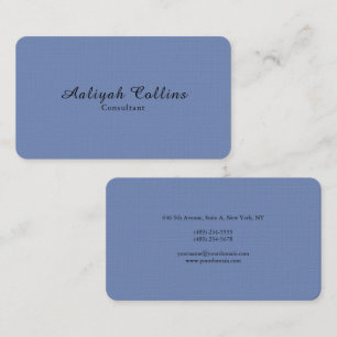 Grey Blue Linen Minimalist Professional Modern Business Card