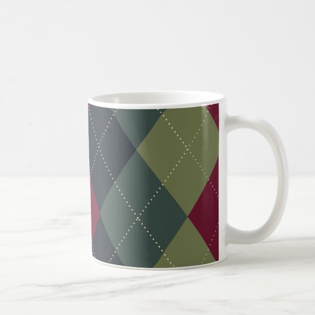 Grey, Blue, Magenta Argyle Mug (Right)
