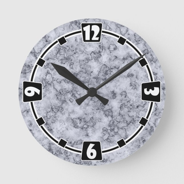 Grey Blue marble Round Clock (Front)