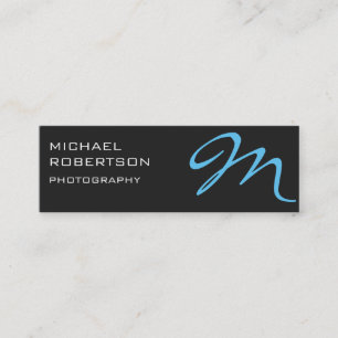 Grey Blue Monogram Photographer Business Card