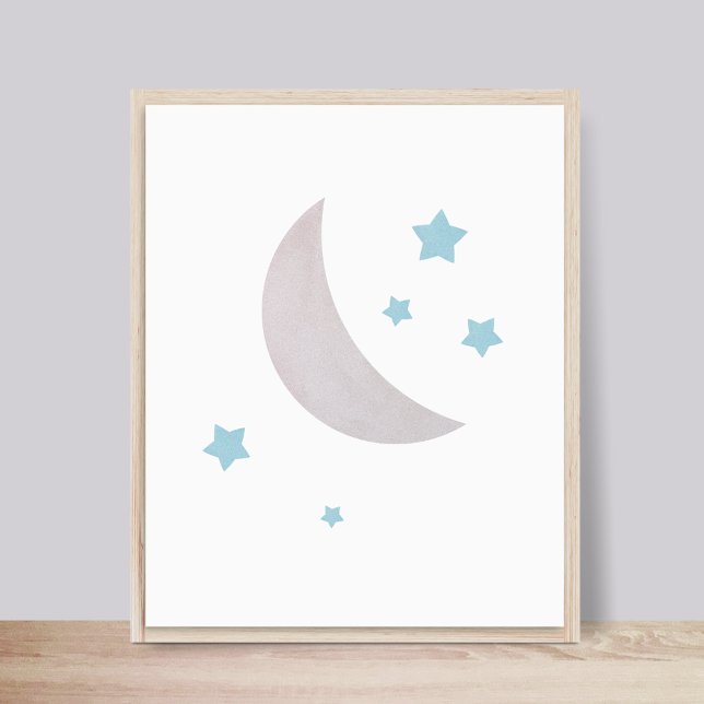 Grey & Blue | Moon and Stars Nursery Poster (Creator Uploaded)