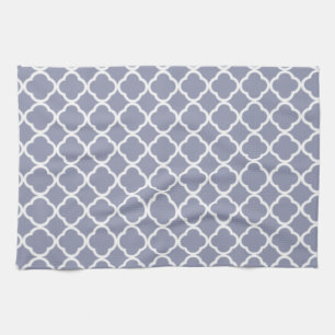 Grey-Blue Moroccan Quatrefoil Kitchen Towel
