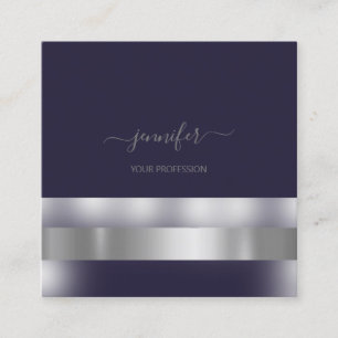 Grey Blue Navy Makeup Artist Influencer Silver Square Business Card