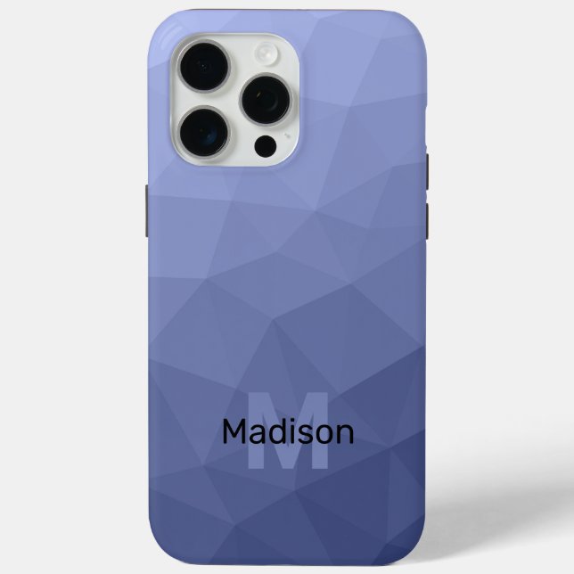 Grey blue ombre geometric mesh pattern Monogram Case-Mate iPhone Case (Back)