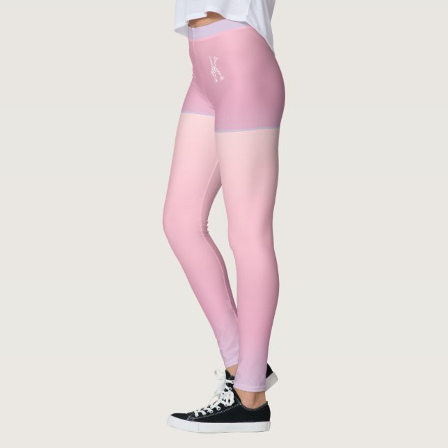Grey-Blue Pink gradient, Shorts, Custom Monogram Leggings (Left)