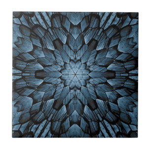 Grey blue pointed star geometric stone mosaic  tile