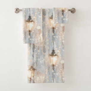Grey Blue Rainy Day Lantern Bath Towel Set