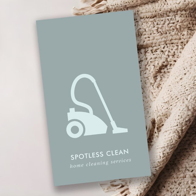 GREY BLUE SIMPLE VACUUM CLEANER CLEANING SERVICE BUSINESS CARD (Creator Uploaded)