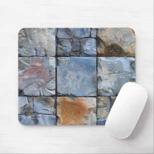 Grey Blue Stone Tile Pattern Mouse Pad