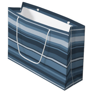 Grey-blue stripes large gift bag