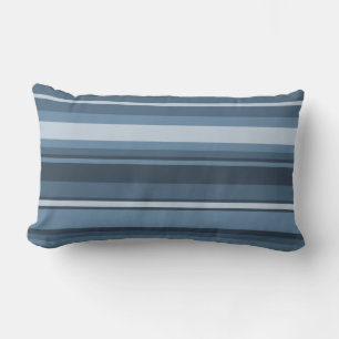 Grey-blue stripes lumbar pillow