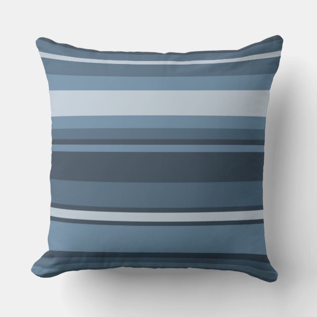 Grey-blue stripes throw pillow (Front)