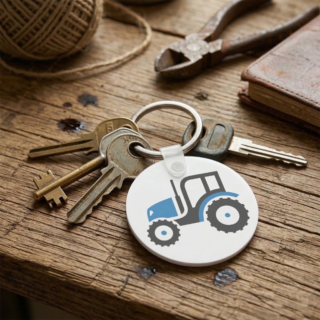 Grey Blue Tractor Keychain (Creator Uploaded)