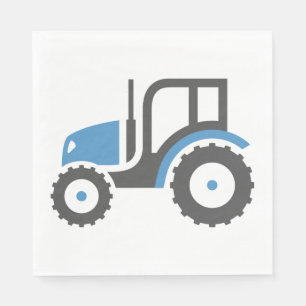 Grey Blue Tractor Napkin