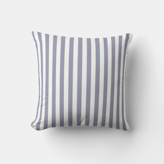 Grey-Blue Vertical Stripes; Striped Throw Pillow (Front)