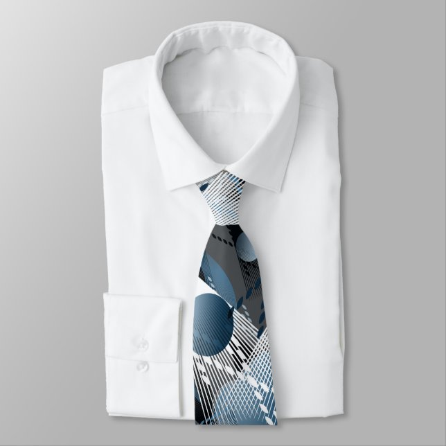 Grey, blue, white abstract pattern. tie (Tied)