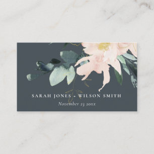GREY BLUSH FLORAL WATERCOLOR WEDDING WEBSITE RSVP BUSINESS CARD