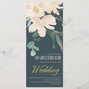 GREY BLUSH GOLD FLORAL BUNCH WATERCOLOR WEDDING INVITATION