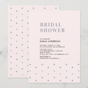 Grey & Blush Pink   Chic Modern Bridal Shower Invitation
