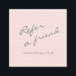 Grey Blush Referral Card<br><div class="desc">Blush background  referral card with graphic white stripes and elegant font,  back side grey with serif font and all information.</div>