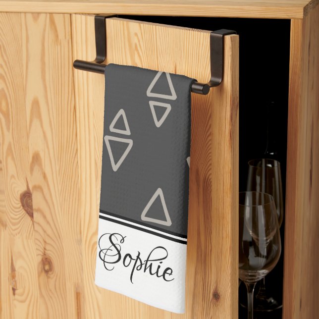 Grey Boho Personalized  Kitchen Towel (Thirds Fold)