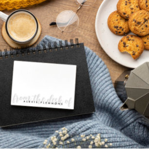 Grey Bold Calligraphy Script From the Desk of Card