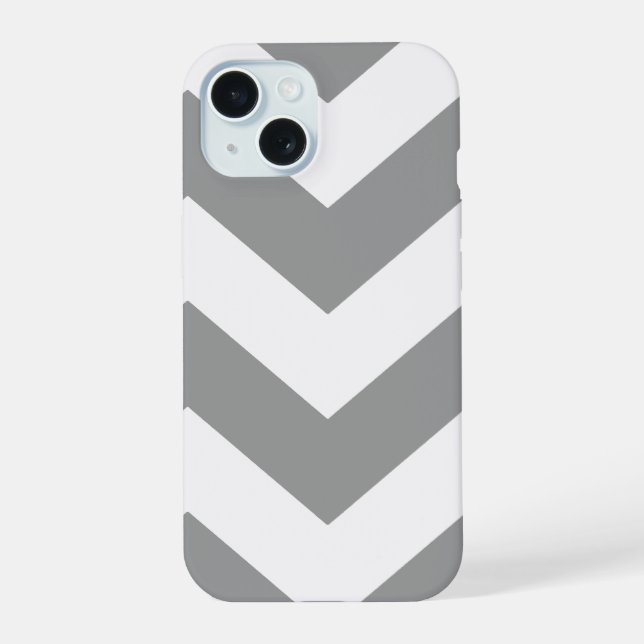 Grey Bold Chevron iPhone 15 Case (Back)