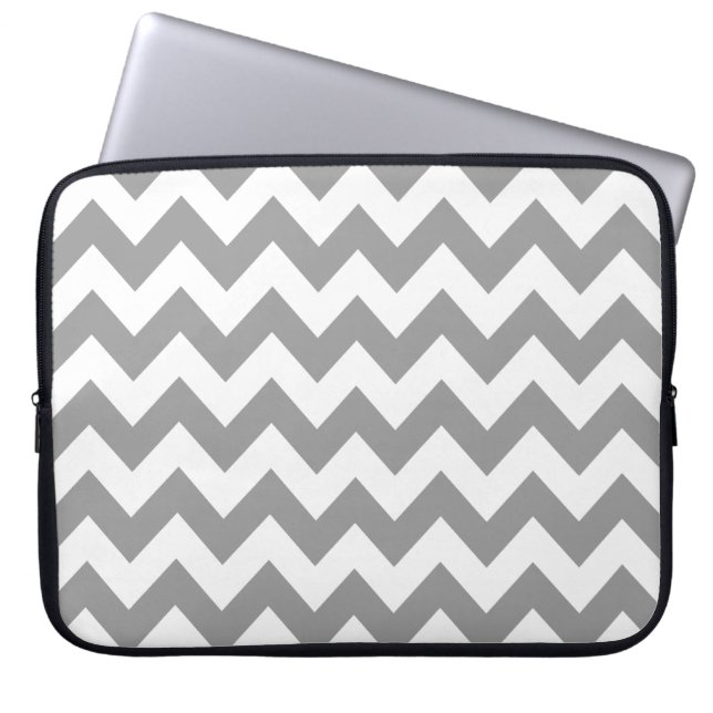 Grey Bold Chevron Laptop Sleeve (Front)